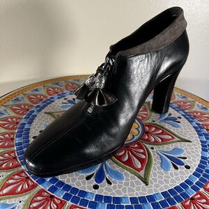 Brighton Stacey Ankle Bootie Women’s Sz 8.5 M Black Leather Zipper Heel Brazil